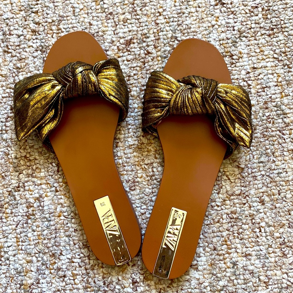 Gold Bow Sandals